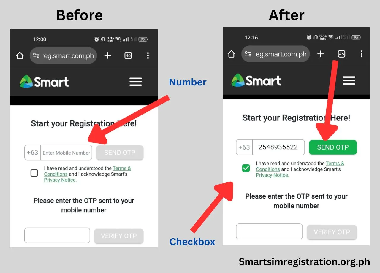 Smart Sim Registration Enter Mobile Number