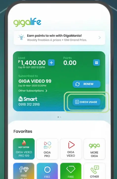 Steps to Check Balance via GigaLife App